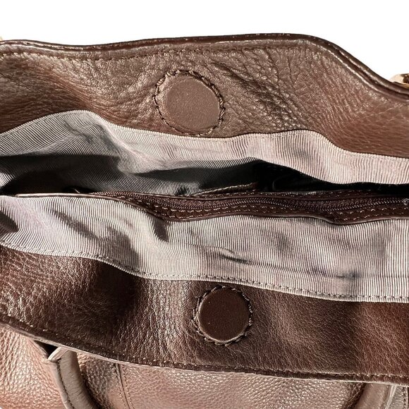 ELLIOTT LUCCA Brown Woven Leather Bucket Hobo Purse Shoulder Bag Buckle Pockets - Picture 13 of 13